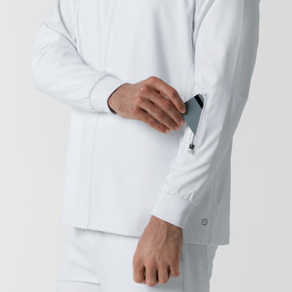 Boundless 8351 Men's Warm Up Scrub Jacket White Model Image Alternate | Wink