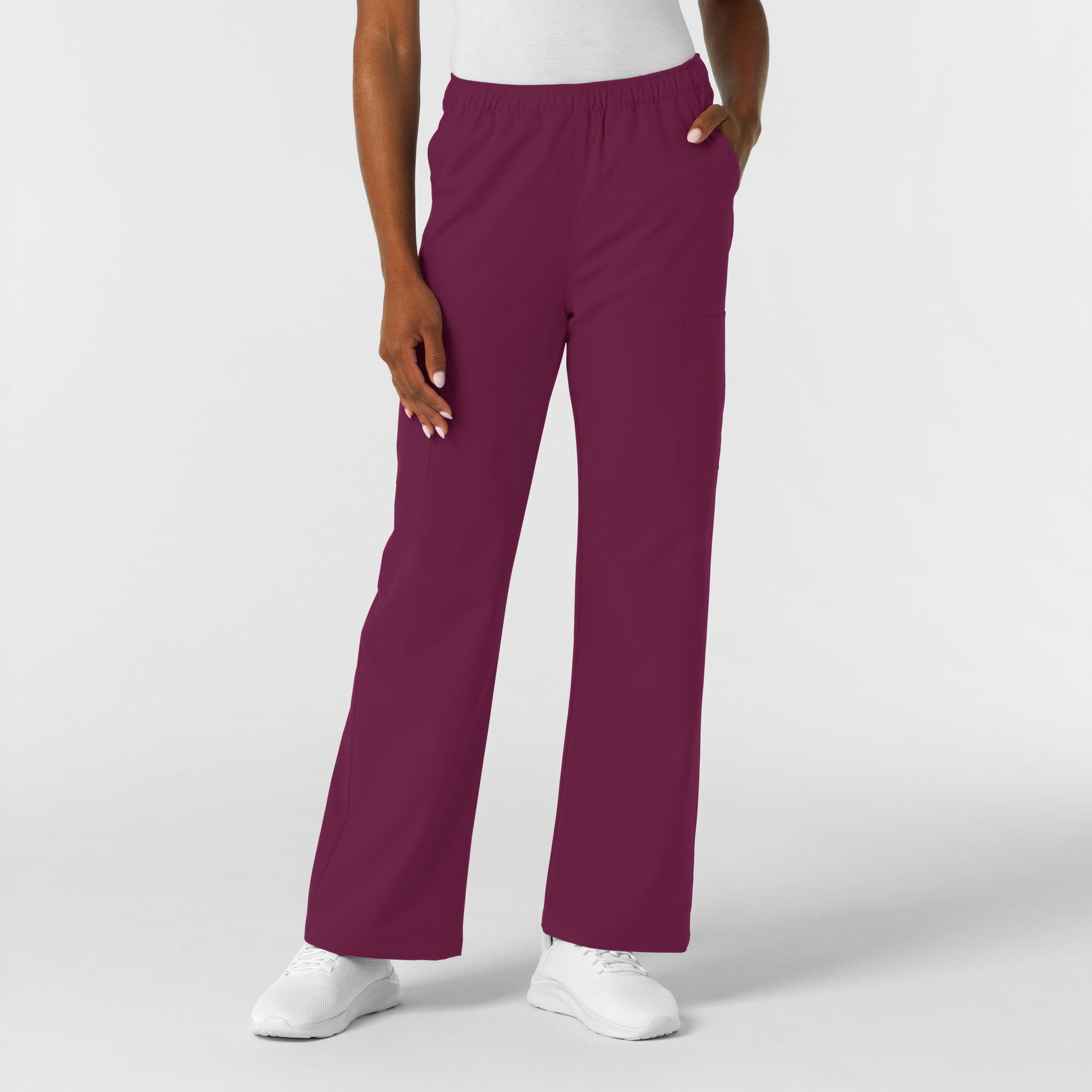 NURTUR 5180 Women's Straight Leg Cargo Scrub Pants Wine