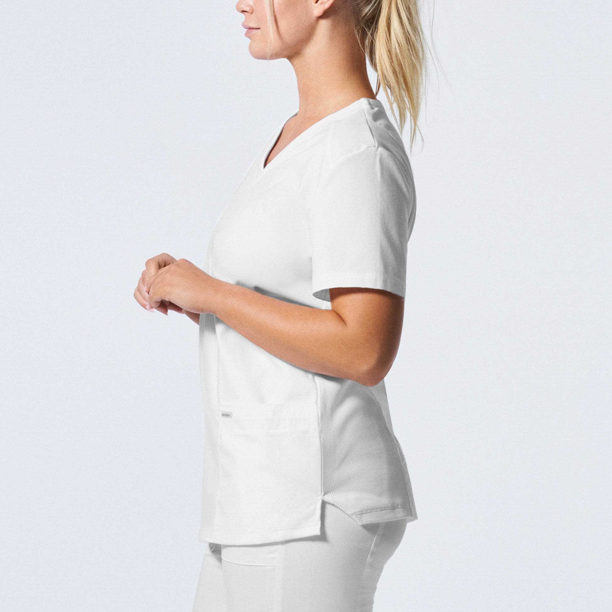 ProFlex LT105 Women's 3 Pocket V Neck Scrub Top White Image