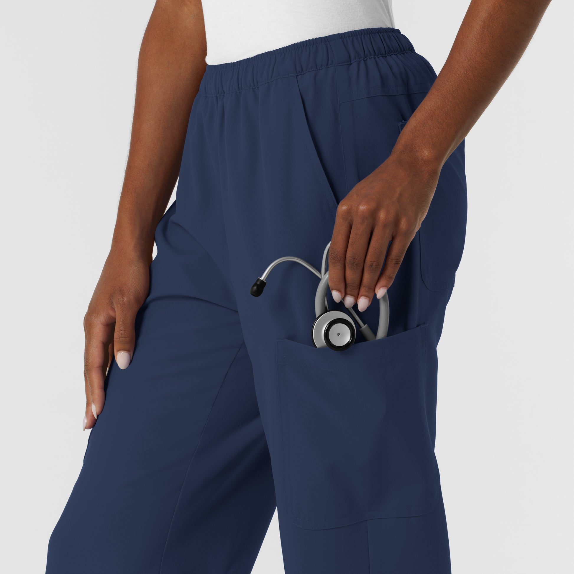 NURTUR 5180 Women's Straight Leg Cargo Scrub Pants Navy
