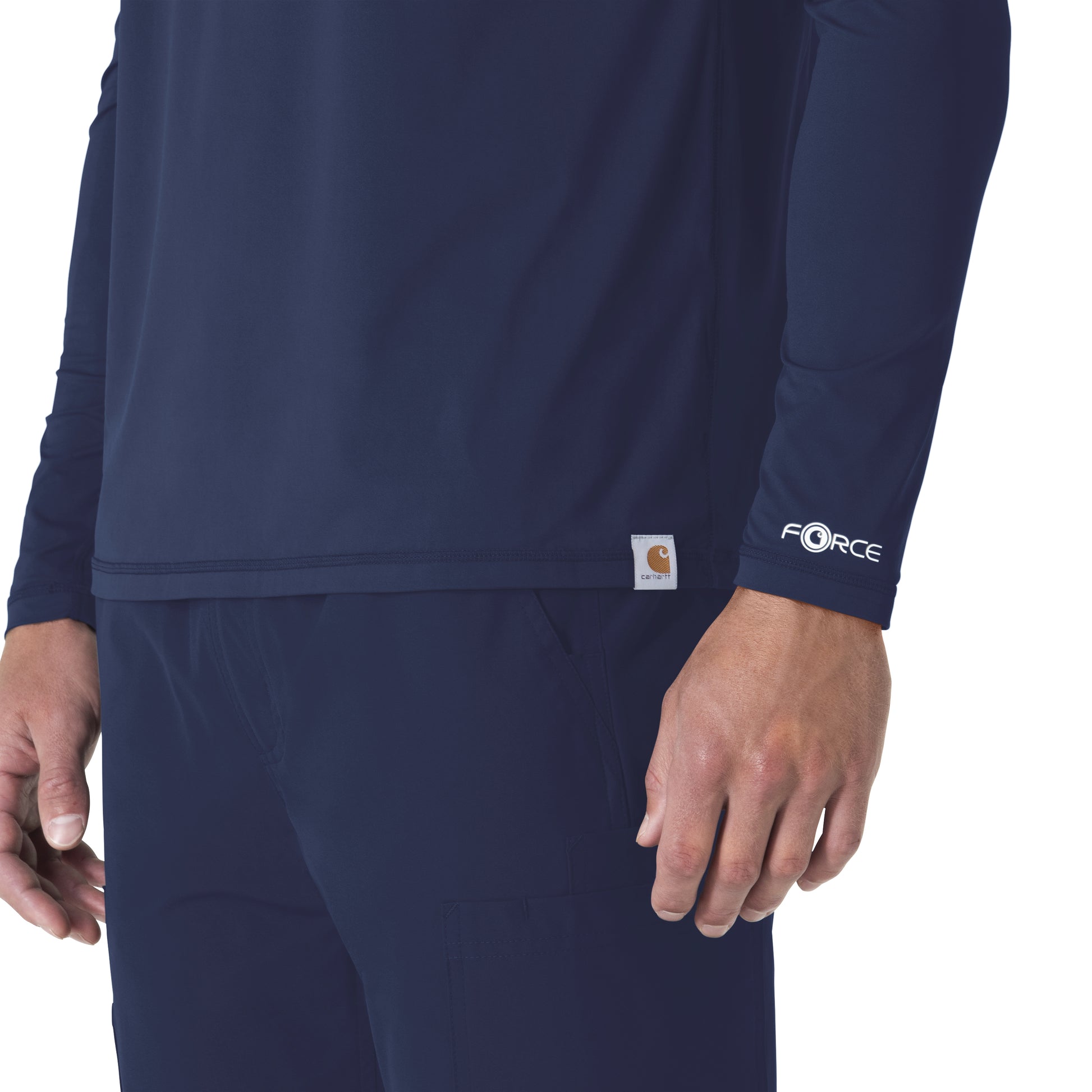 Force Sub-Scrubs C32002 Men's Performance Long Sleeve Tee Navy Model Image Alternate | Carhartt