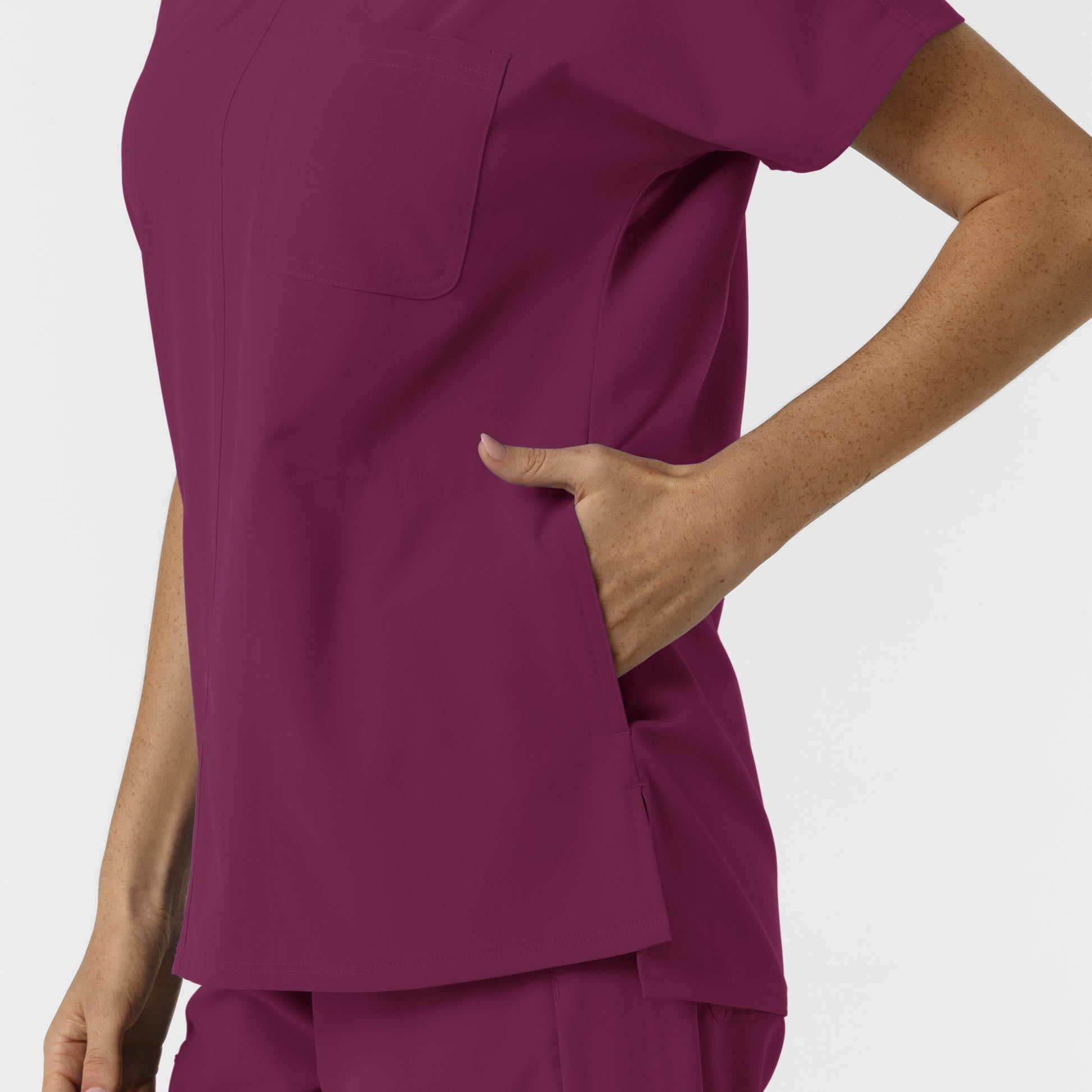 NURTUR 6280 Women's Drop Shoulder Tunic Scrub Top Wine