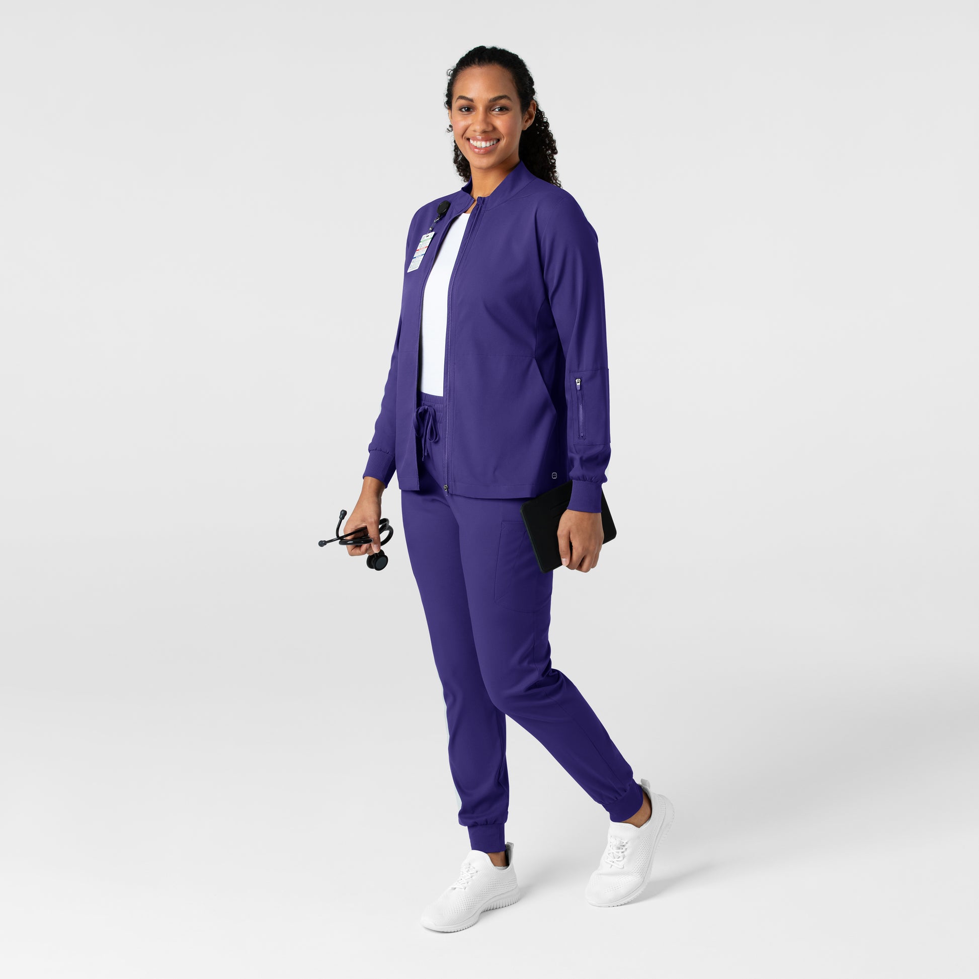 Boundless 8151 Warm Up Scrub Jacket Grape Model Image Alternate | Wink