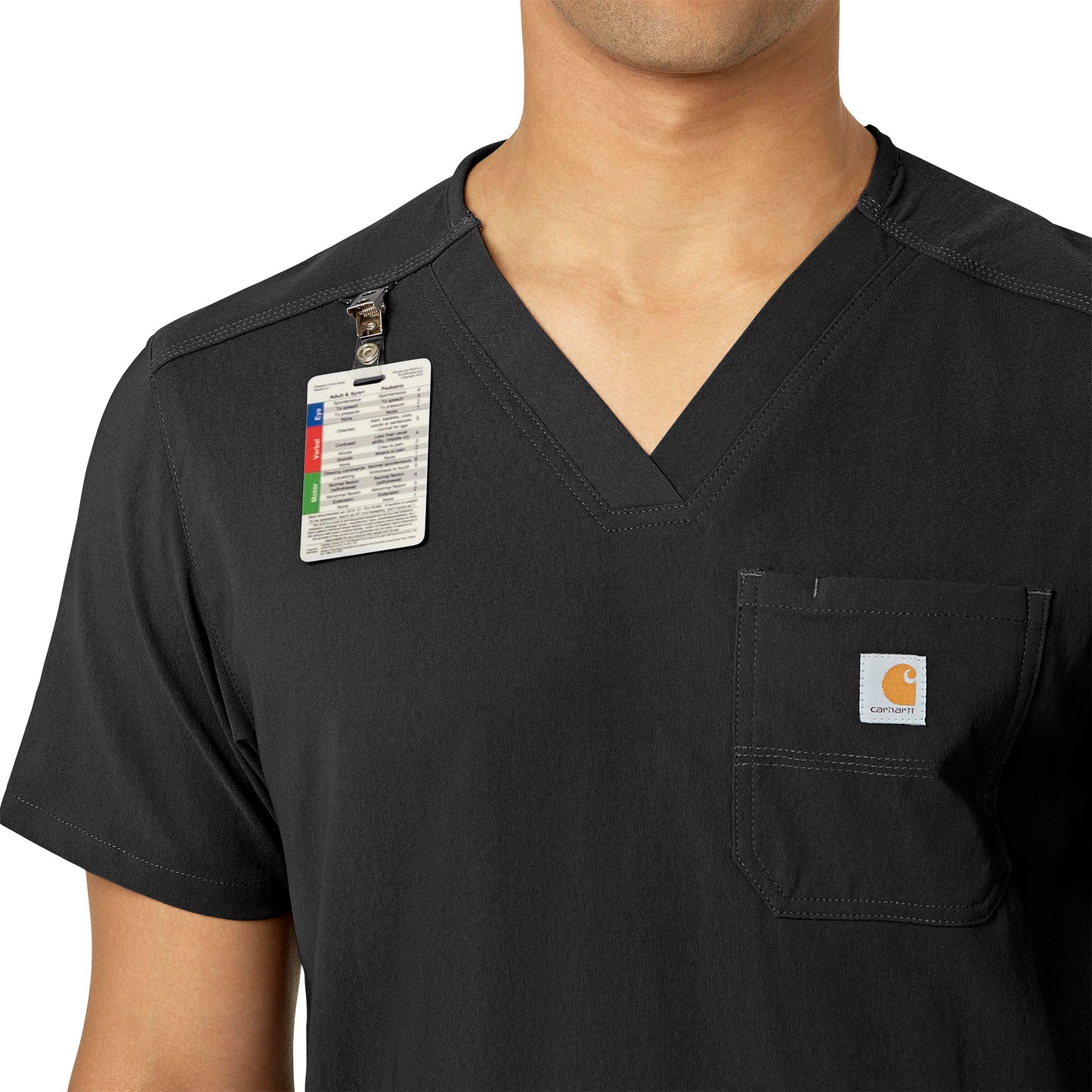 Rugged Flex Peak C15037 Men's 5-Pocket V-Neck Scrub Top Black Model Image Alternate | Carhartt