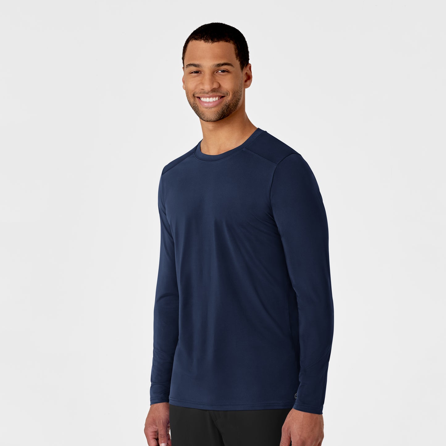 Layers 2629 Men's Performance Long Sleeve Tee Navy Model Image Right Side | Wink