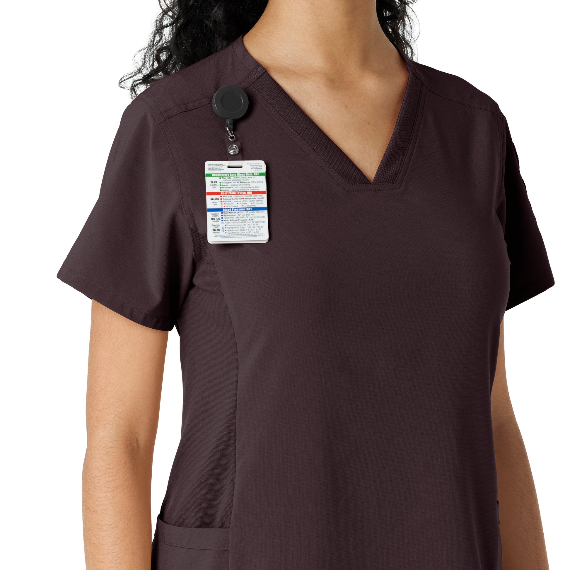 Force Cross-Flex C13310 Women's Knit Panel Scrub Top Dark Sepia