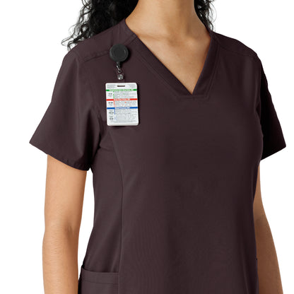 Force Cross-Flex C13310 Women's Knit Panel Scrub Top Dark Sepia
