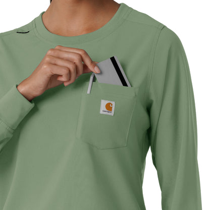 Force Cross-Flex C13610 Women's Crew Neck Long Sleeve Scrub Top Green Slate
