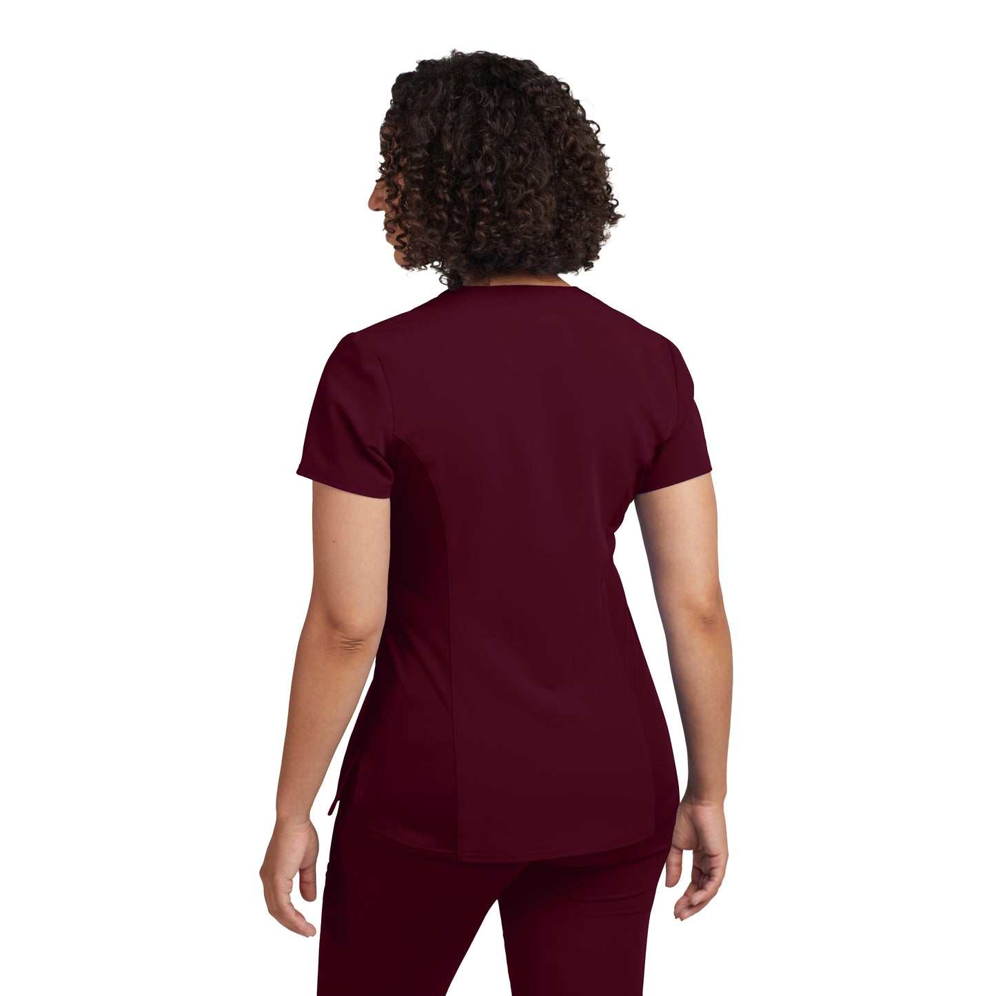 V-Tess WT134 Women's 3 Pocket V Neck Scrub Top Wine Image