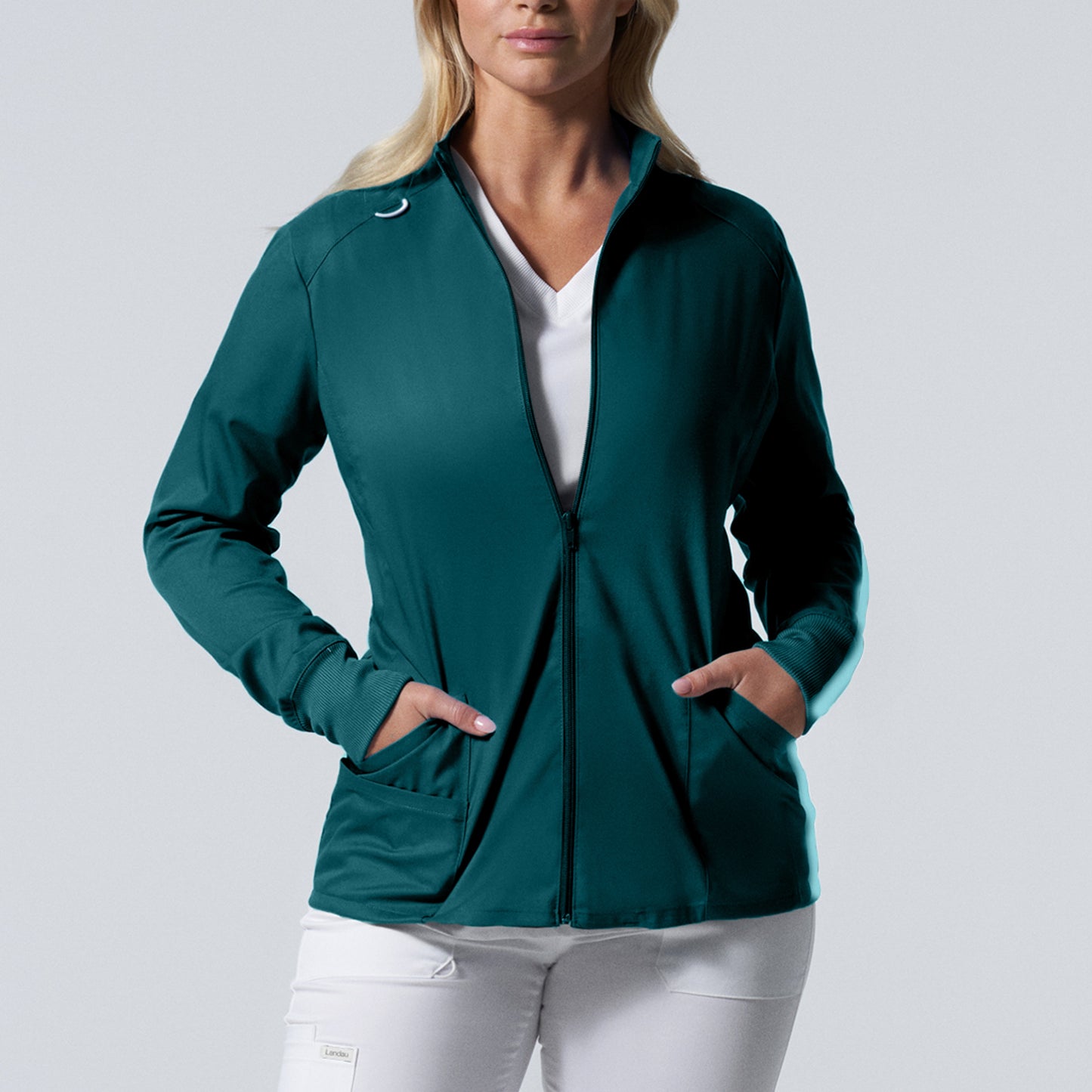 ProFlex LJ701 Women's 3 Pocket Scrub Jacket Caribbean Image