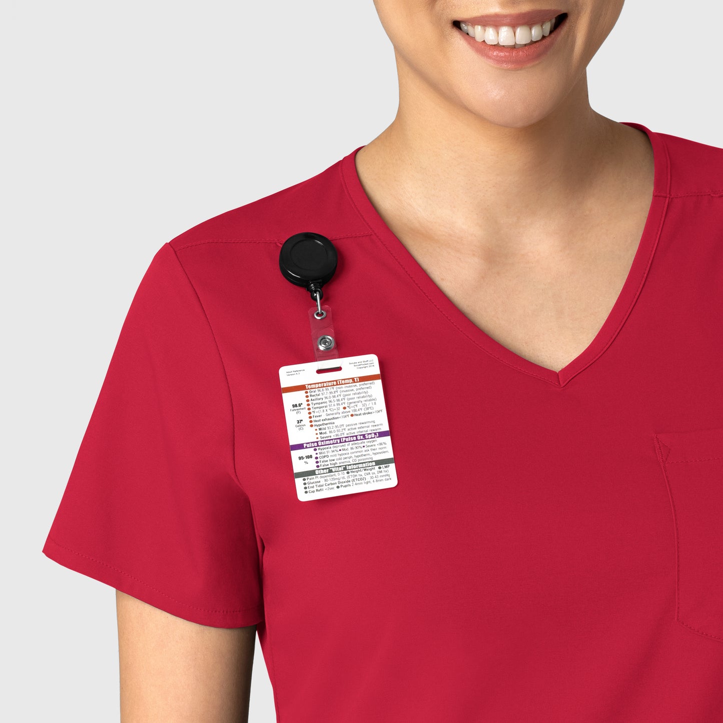 Boundless 6151 Tuck-In Scrub Top Red Model Image Left Side | Wink