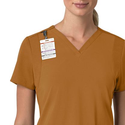 Force Cross-Flex C13210 Flex Panel V-Neck Scrub Top Fox Brown Model Image Alternate | Carhartt