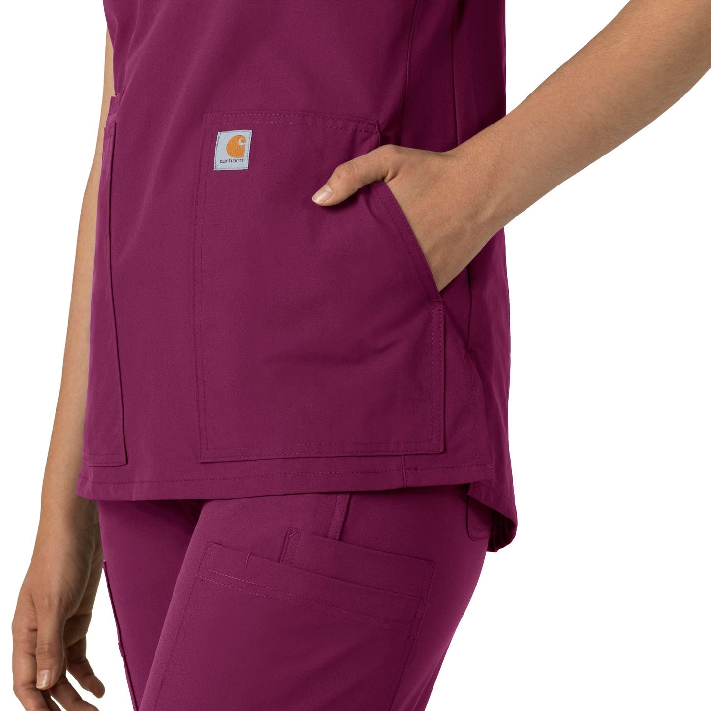 Force Essentials C12213 Notch Neck Tunic Scrub Top Wine Model Image Alternate | Carhartt