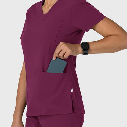 Nova 6132 Flex-n-Reach V-Neck Scrub Top Wine Model Image Alternate | Wink