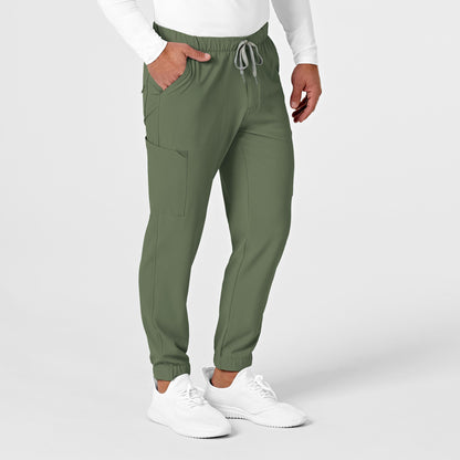 RENEW 5034 Men's Jogger Scrub Pants Olive Model Image Right Side | Wink