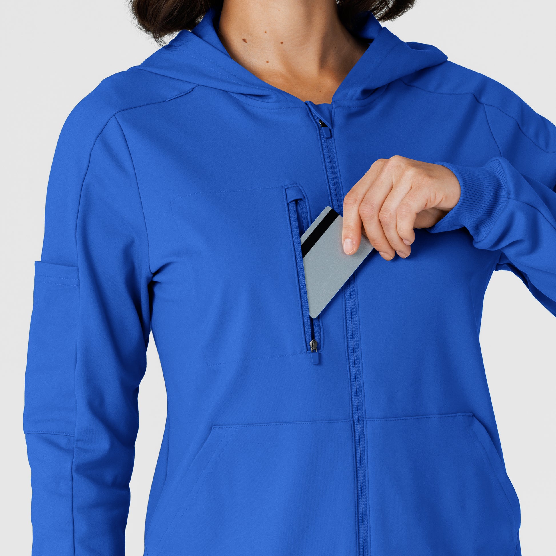 RENEW 8159 Knit Women’s Zip Hoodie Royal Model Image Alternate | Wink