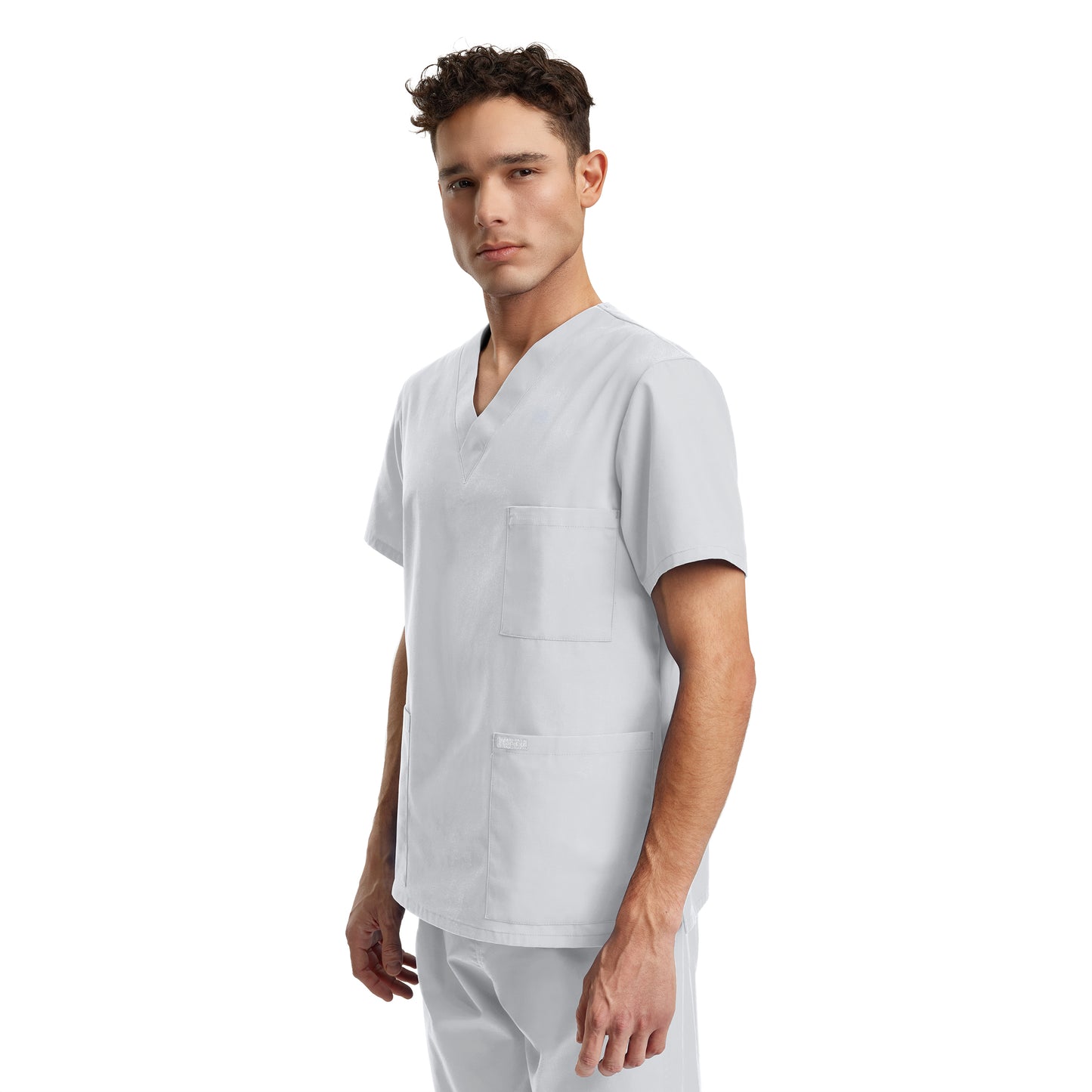 Essentials LT121 Unisex 3 Pocket V Neck Scrub Top White Image