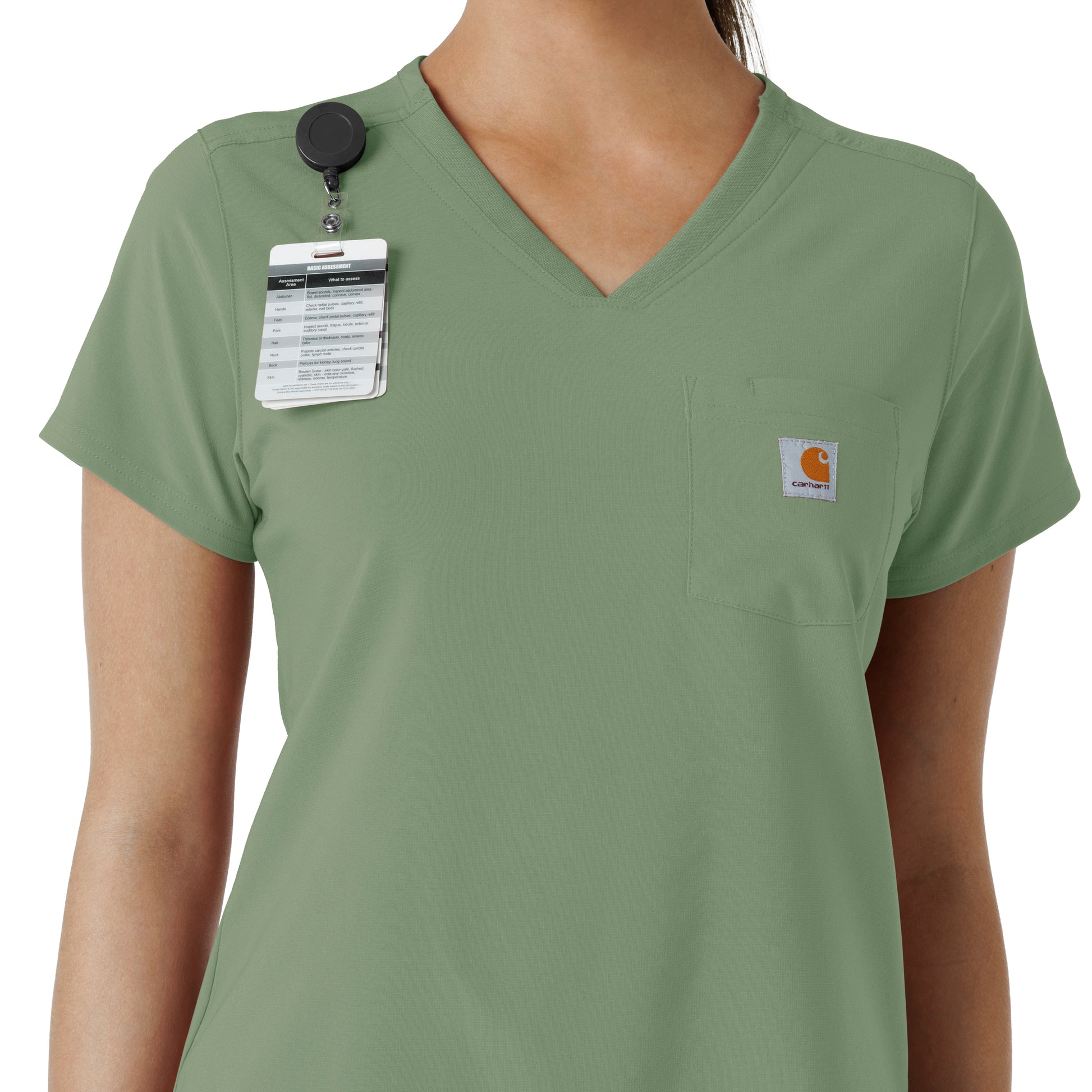 Force Cross-Flex C13410 Women's Tuck-In Scrub Top Green Slate