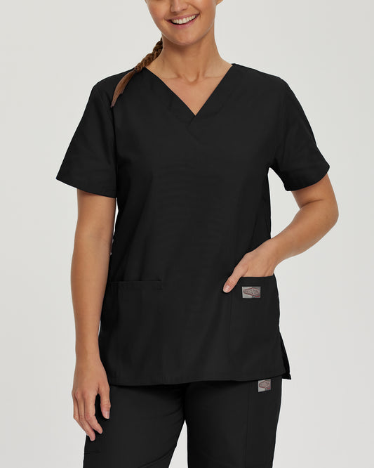 Scrub Zone 70221 Women's 3 Pocket V Neck Scrub Top Black Image