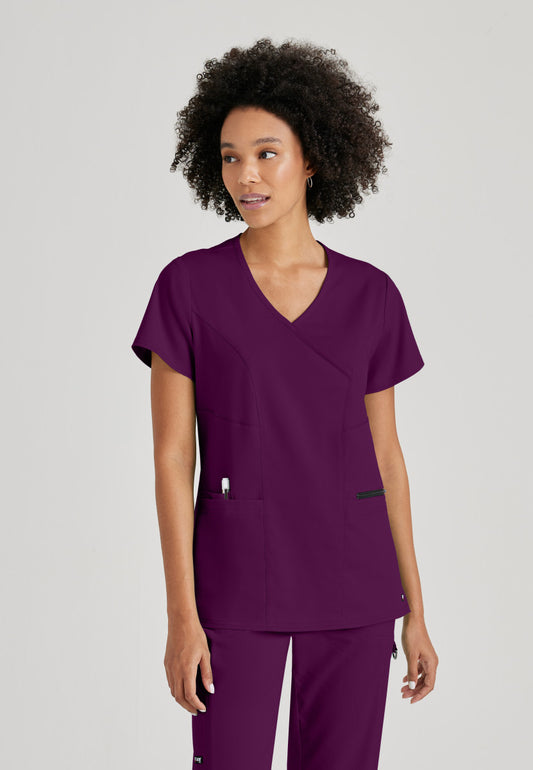 Greys Anatomy Stretch GRST001 Kim Scrub Top Wine