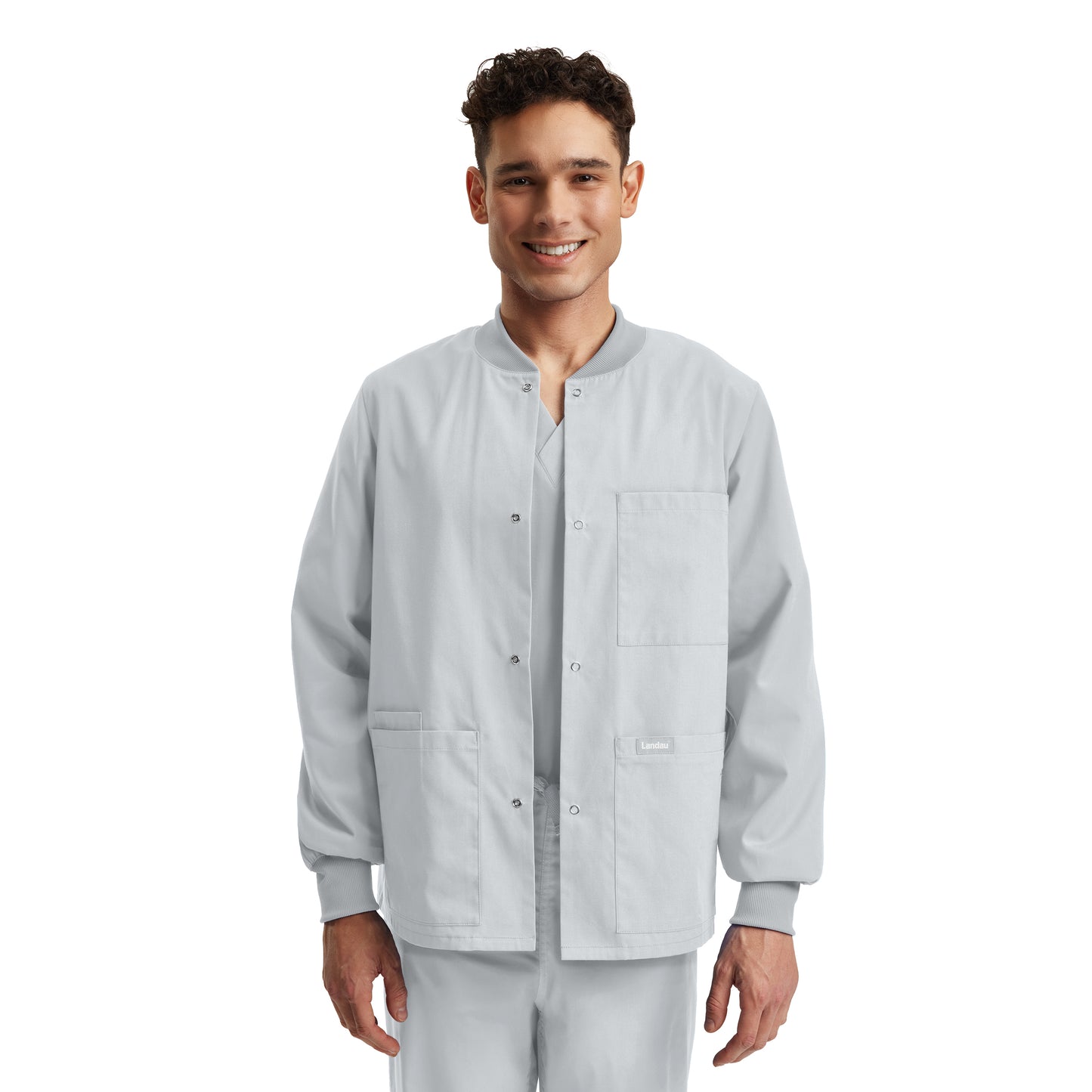 Essentials LJ709 Unisex 5 Pocket Scrub Jacket White Image