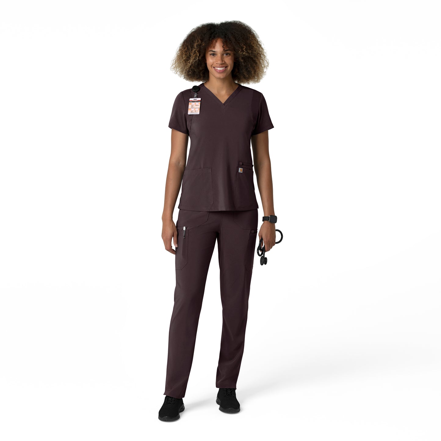 Force Cross-Flex C53210 Women's Straight Leg Cargo Scrub Pants Dark Sepia