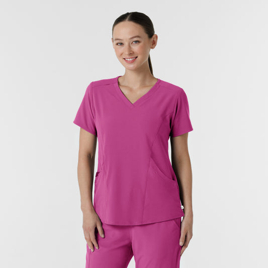 RENEW 6134 V-Neck Scrub Top Raspberry Model Image Right Side | Wink