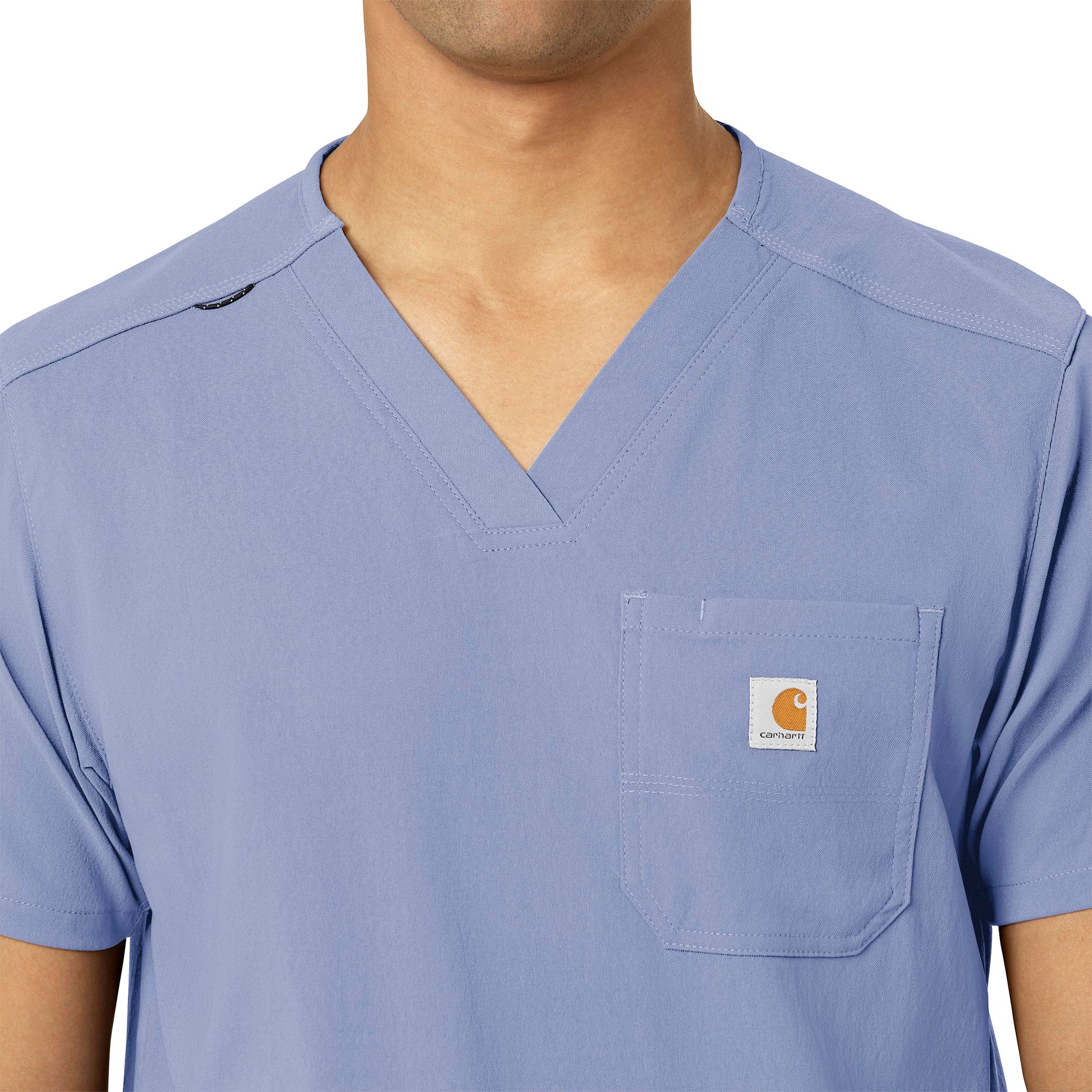 Rugged Flex Peak C15037 Men's 5-Pocket V-Neck Scrub Top Ceil Blue Model Image Alternate | Carhartt