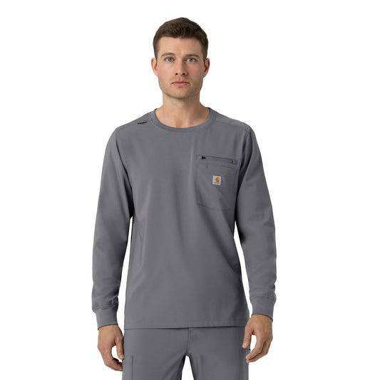 Force Cross-Flex C16610 Men's Crew Neck Long Sleeve Scrub Top Pewter
