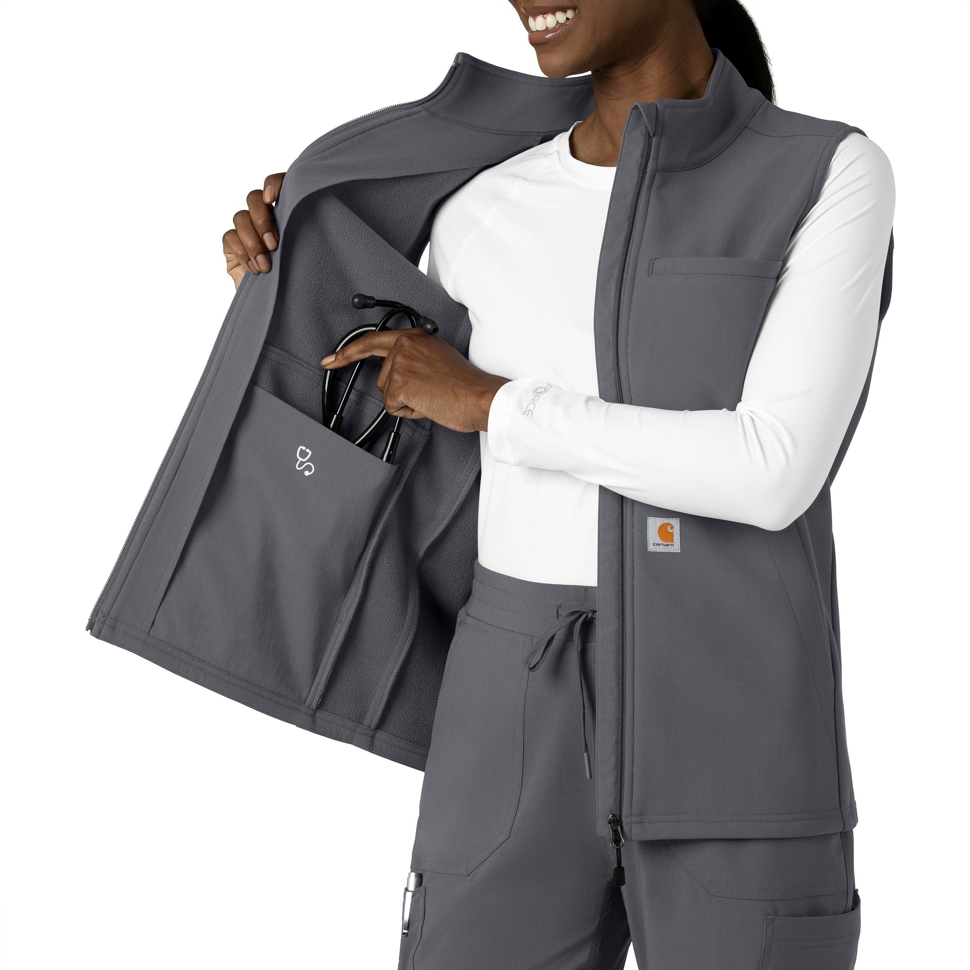 Rugged Flex C83023 Bonded Fleece Vest Pewter Model Image Alternate | Carhartt