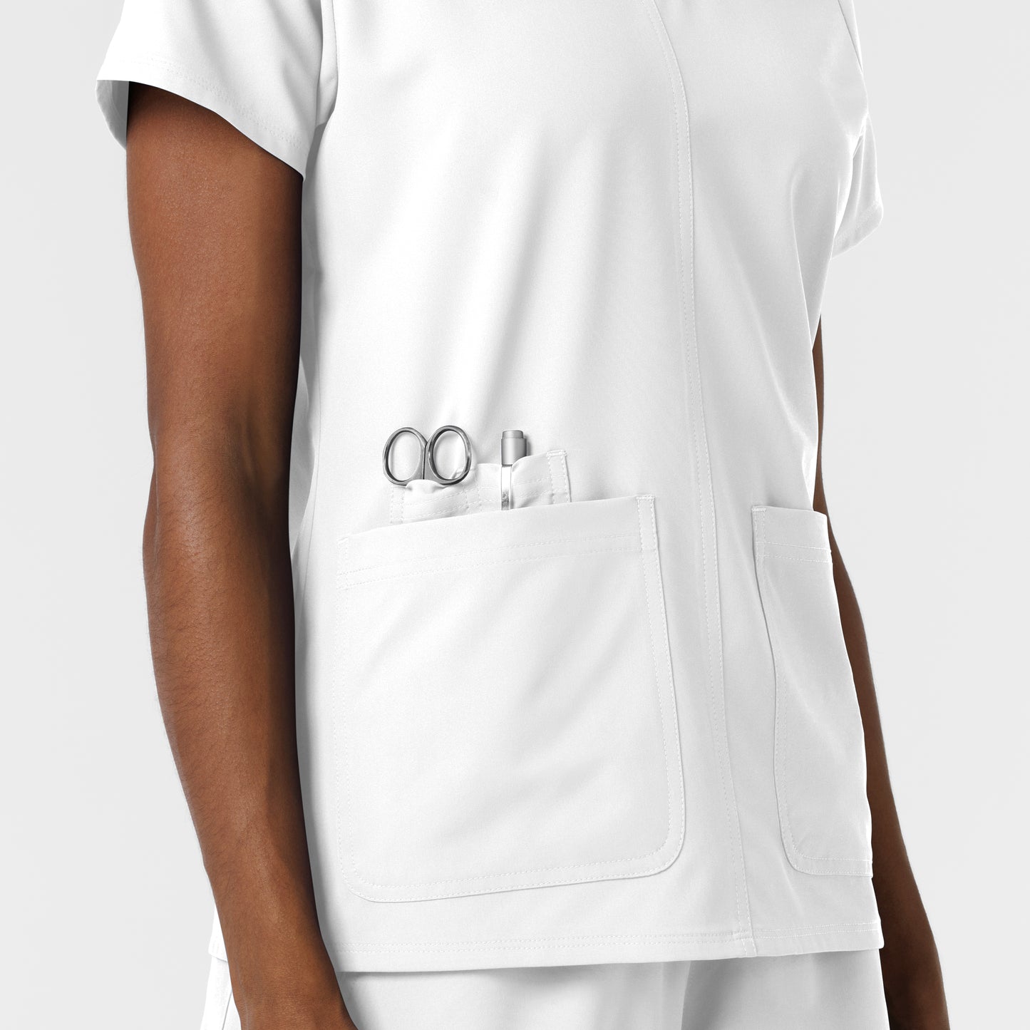 NURTUR 6180 Women's V-Neck Scrub Top White