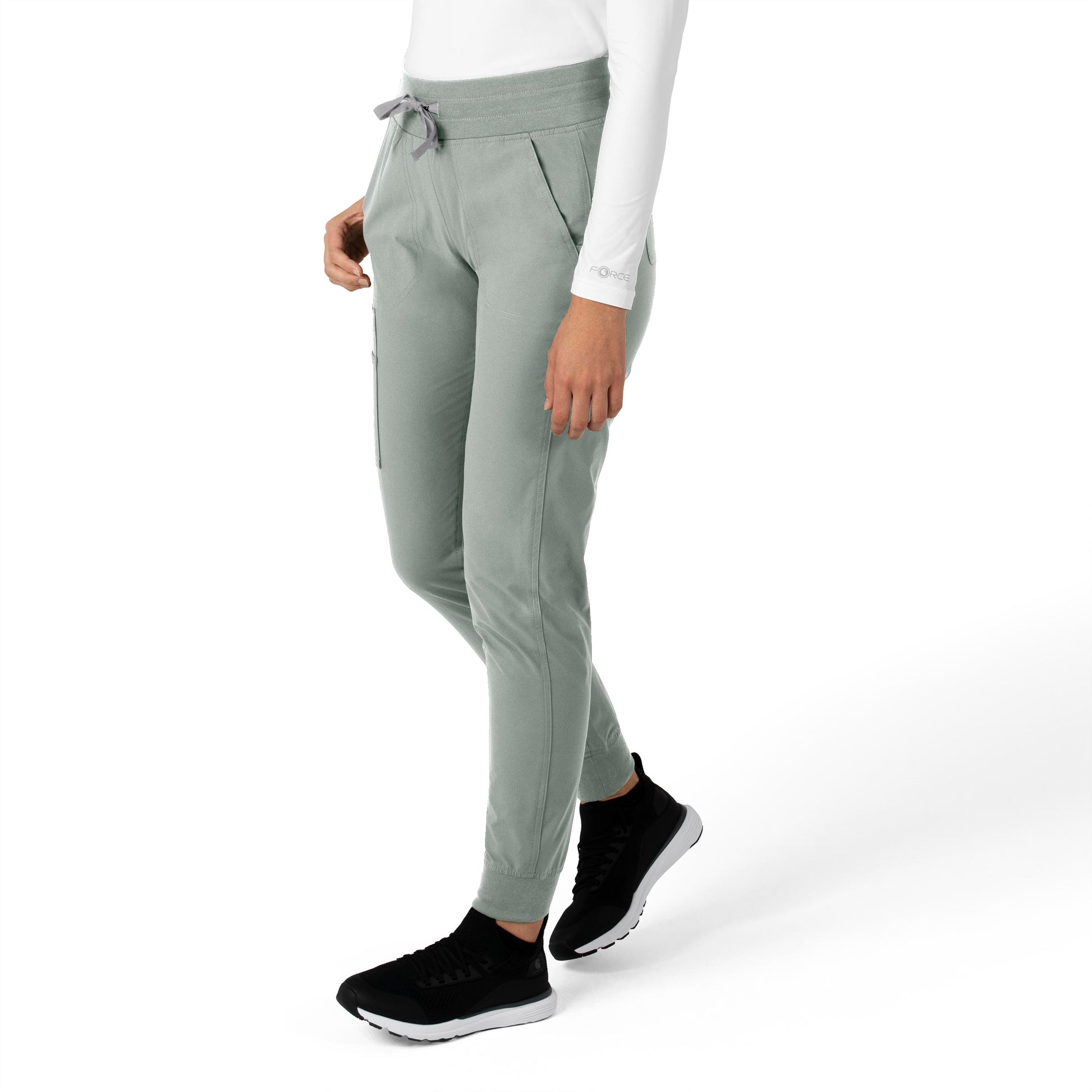 Force Essentials C51113 Jogger Scrub Pant Grey Model Image Left Side | Carhartt