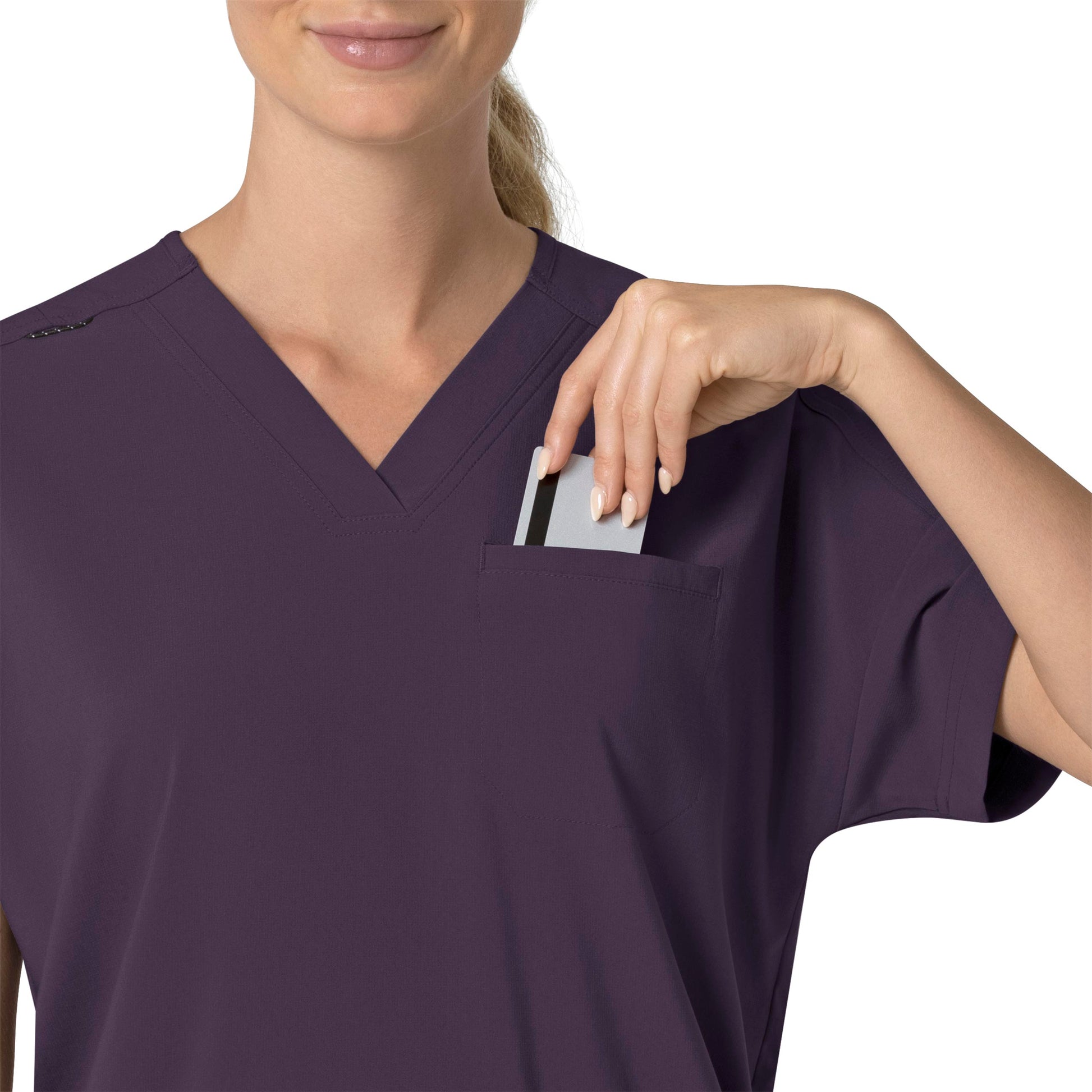 Force Cross-Flex C13110 Oversized V-Neck Scrub Top Black Plum Model Image Alternate | Carhartt