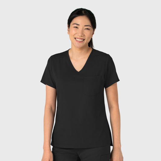 Boundless 6151 Tuck-In Scrub Top Black Model Image Right Side | Wink