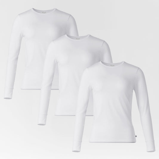 Layers 2190 Women's 3-Pack Essential Layer Long Sleeve White