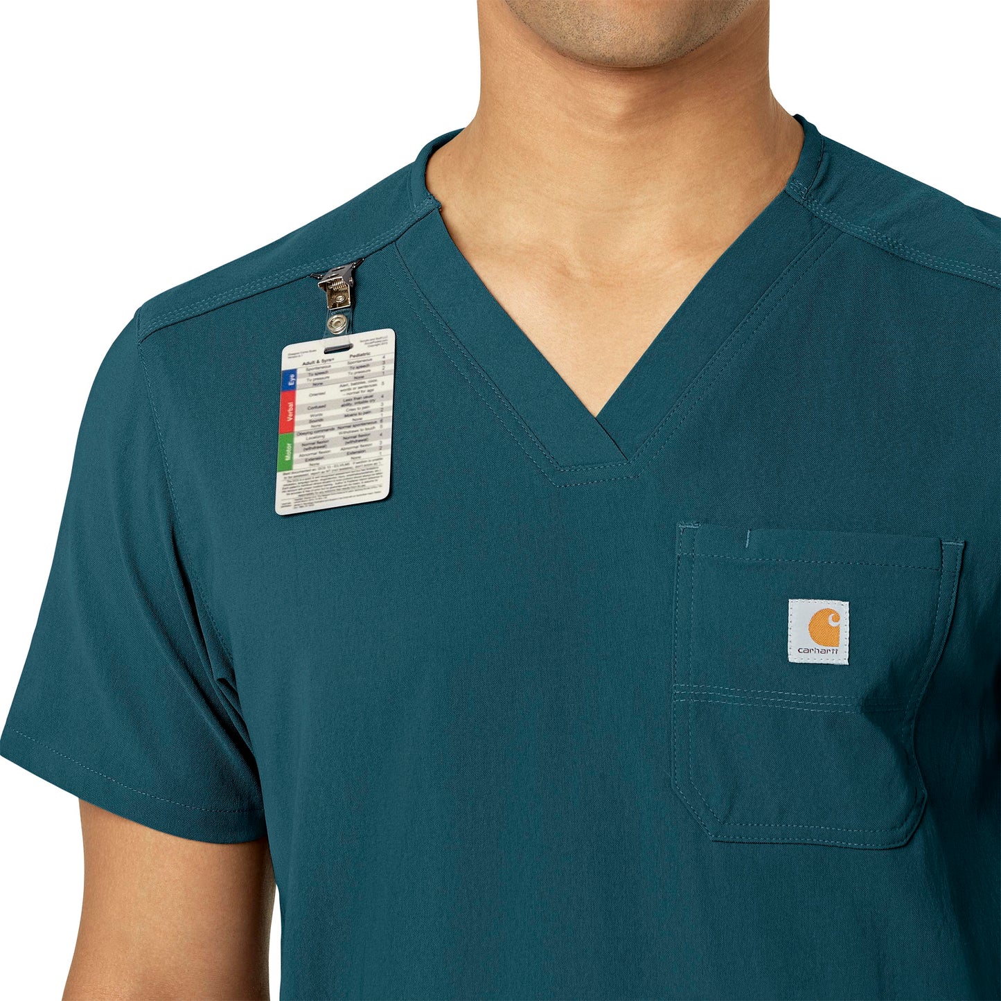 Rugged Flex Peak C15037 Men's 5-Pocket V-Neck Scrub Top Caribbean Blue Model Image Alternate | Carhartt