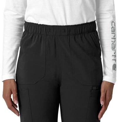 Force Cross-Flex C53210 Straight Leg Cargo Scrub Pants Black Model Image Left Side | Carhartt