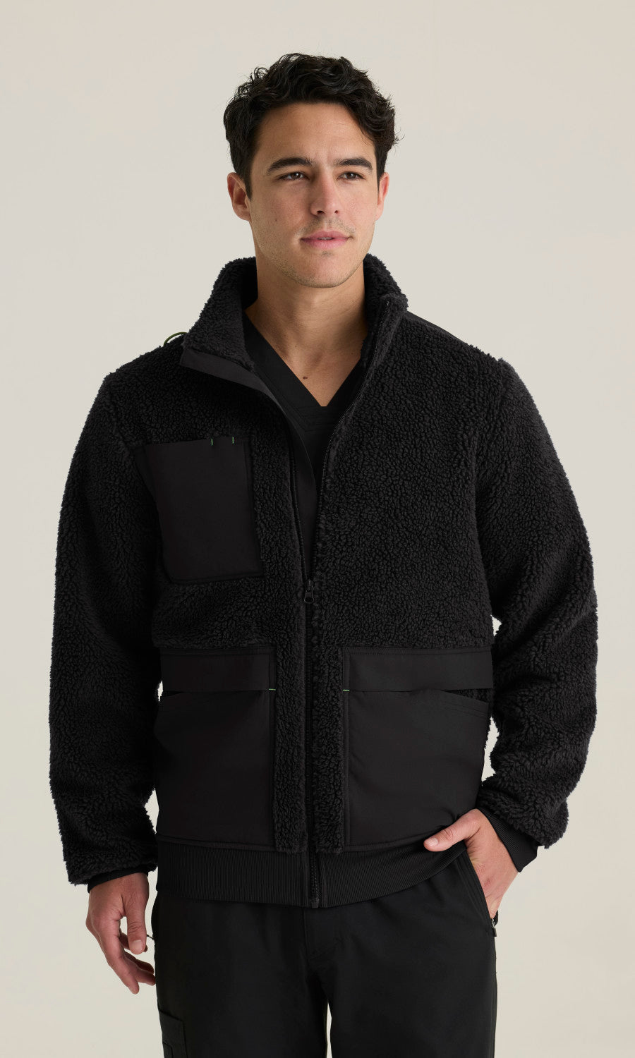 Grey's Anatomy Stretch GRSJ942 Randin Sherpa Jacket Black - front