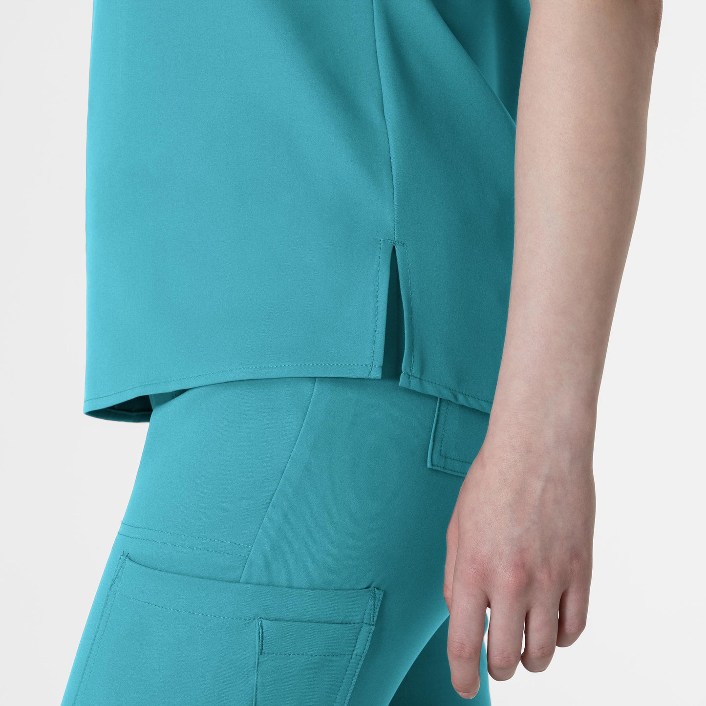 Thrive 6222 V-Neck Tuck-In Scrub Top Teal Blue Model Image Alternate | Wink