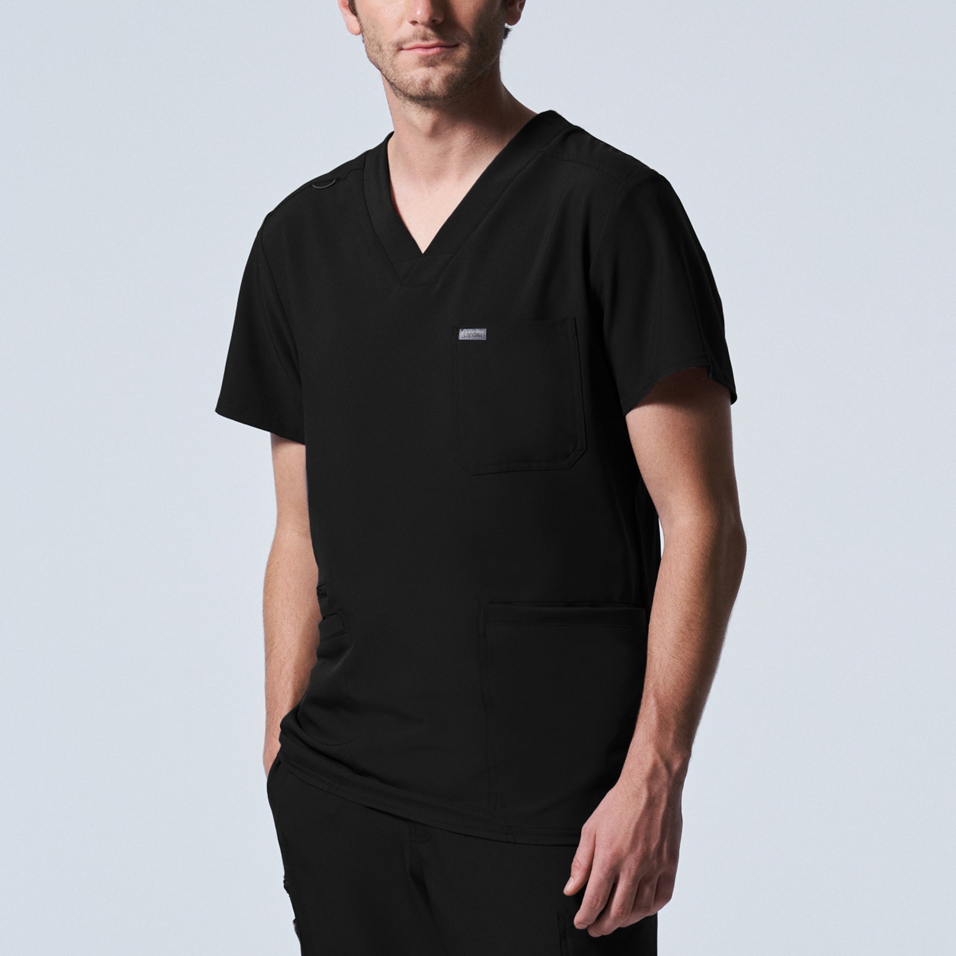 Forward LT110 Men's 4 Pocket V Neck Scrub Top Black Image