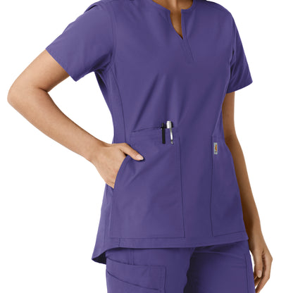 Force Essentials C12413 Notch Neck Tunic Knit Panel Scrub Top Grape Model Image Alternate | Carhartt