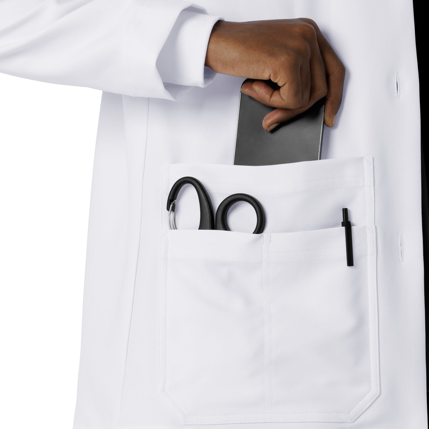 Lab Coats C72005 Consultation Lab Coat White Model Image Alternate | Carhartt