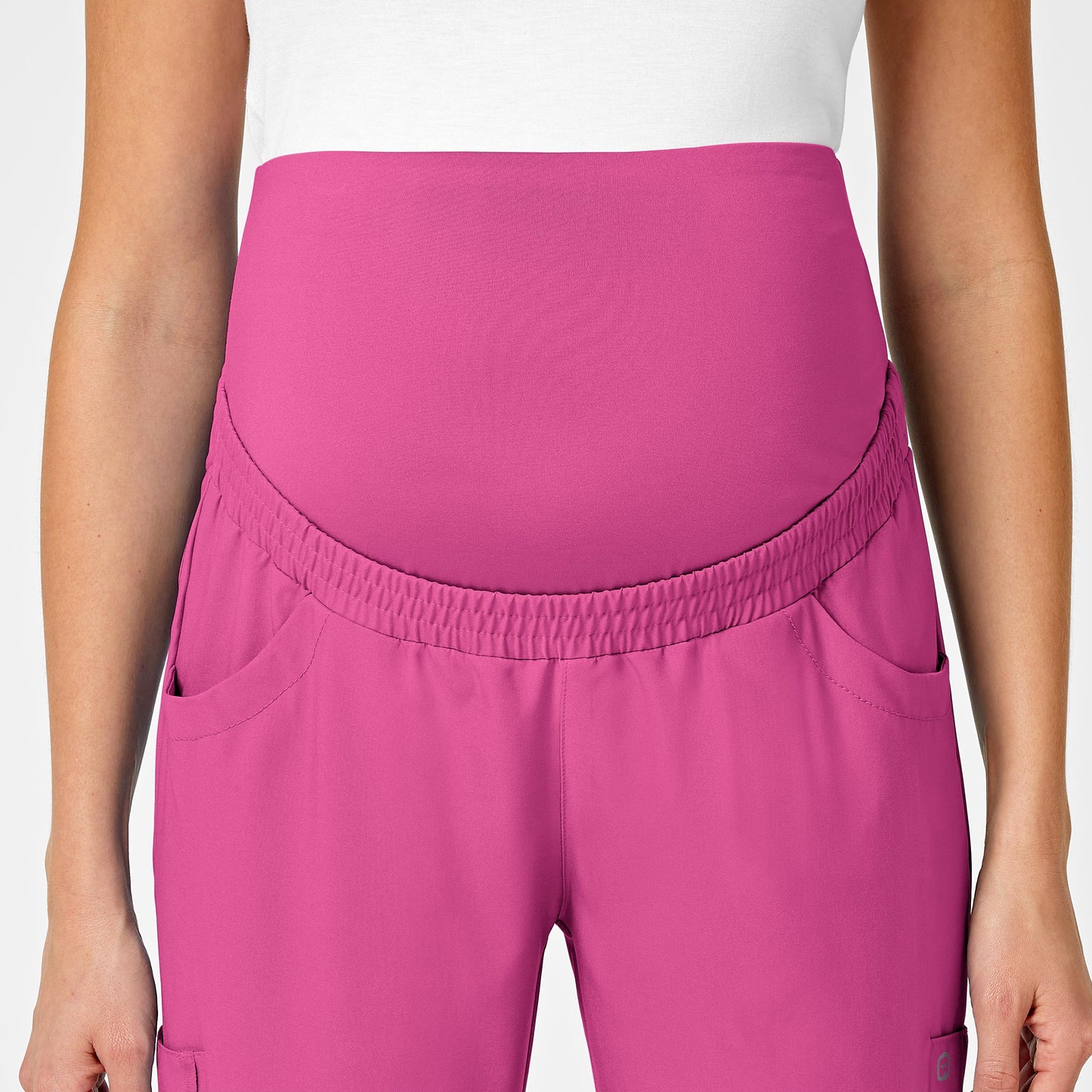 W123 5455 Maternity Jogger Scrub Pants Hot Pink Model Image Right Side | Wink