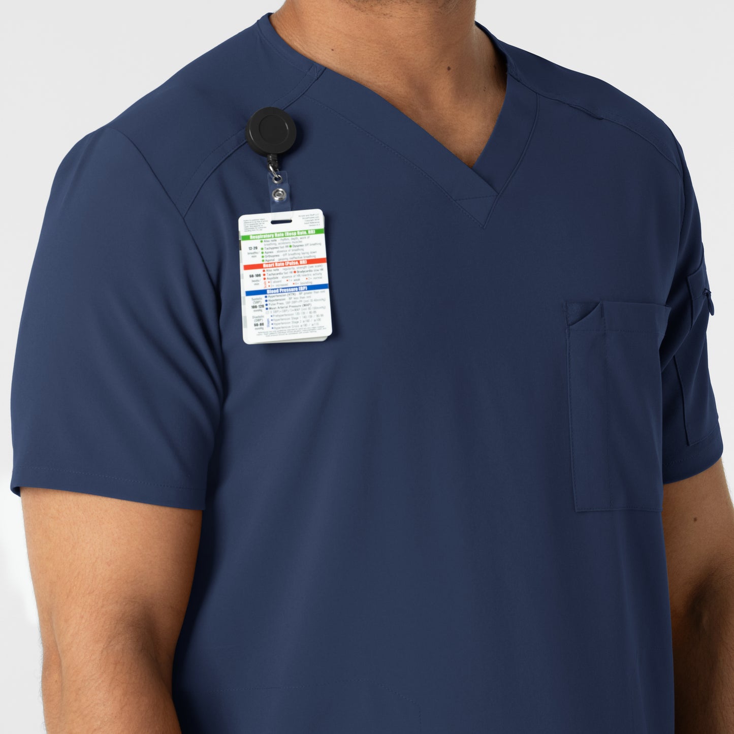 RENEW 6834 Men's V-Neck 5 Pocket Scrub Top Navy Model Image Alternate | Wink