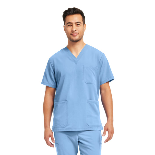 V-Tess WT149 Men's 3 Pocket V Neck Scrub Top Ceil Blue Image