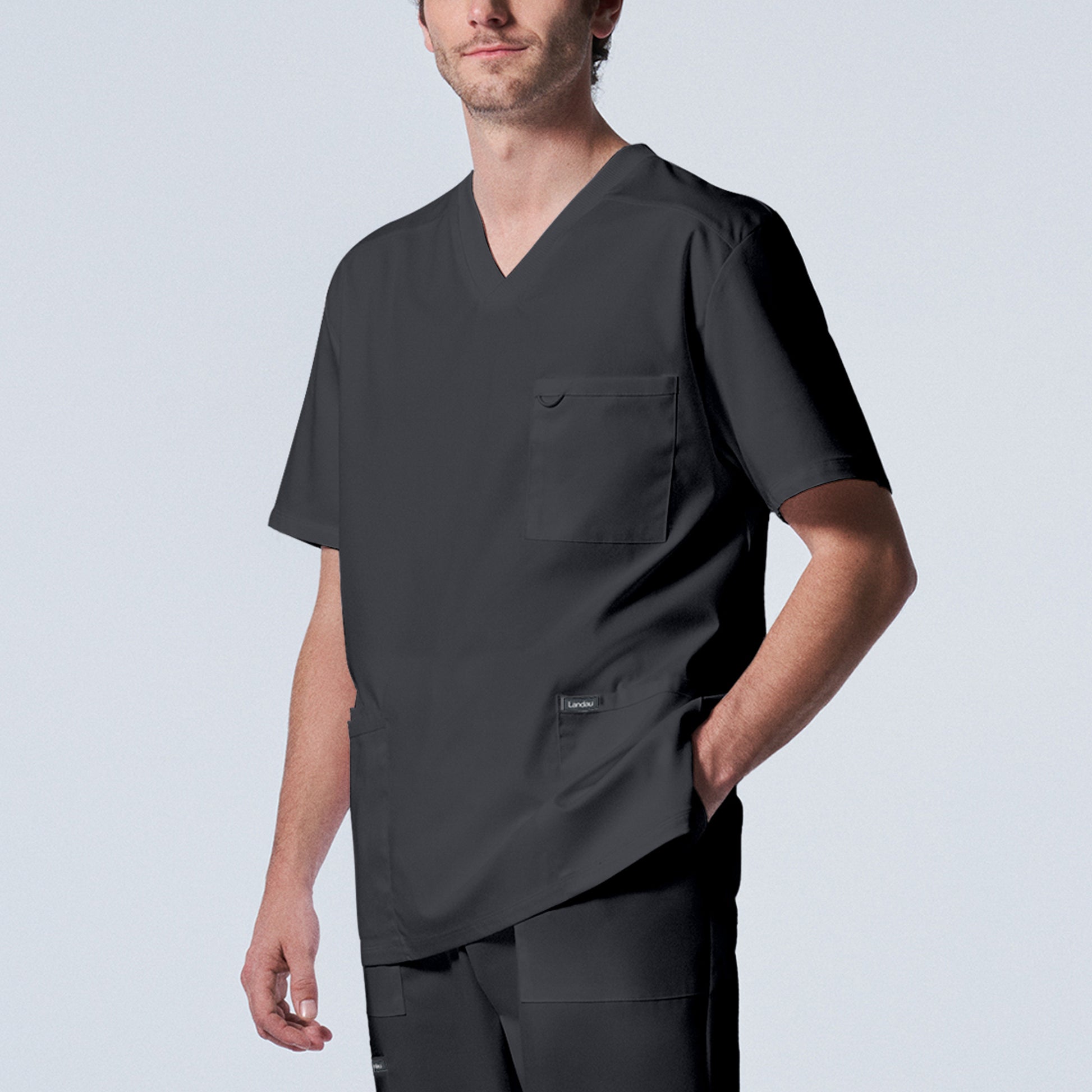 ProFlex LT109 Men's 4 Pocket V Neck Scrub Top Graphite Image