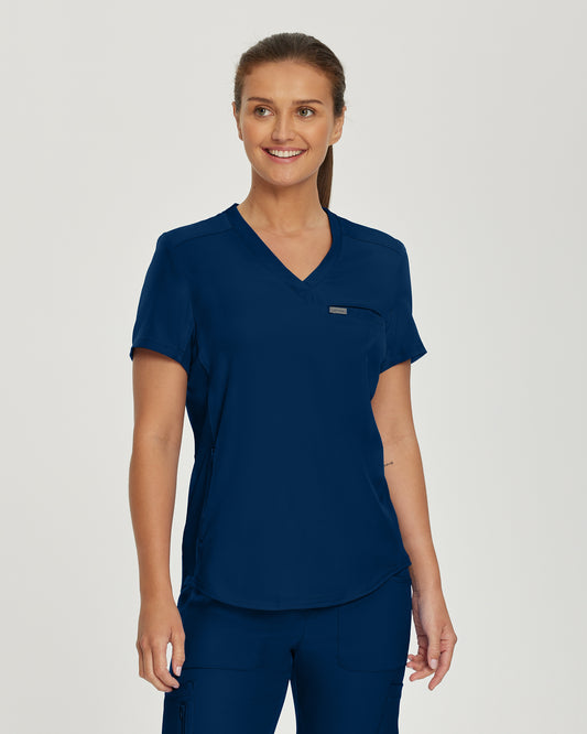 Forward LT101 Women's 2 Pocket V Neck Scrub Top Navy Image