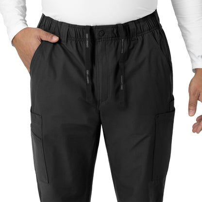 Force Essentials C56113 Men's Straight Leg Cargo Scrub Pants Black Model Image Alternate | Carhartt