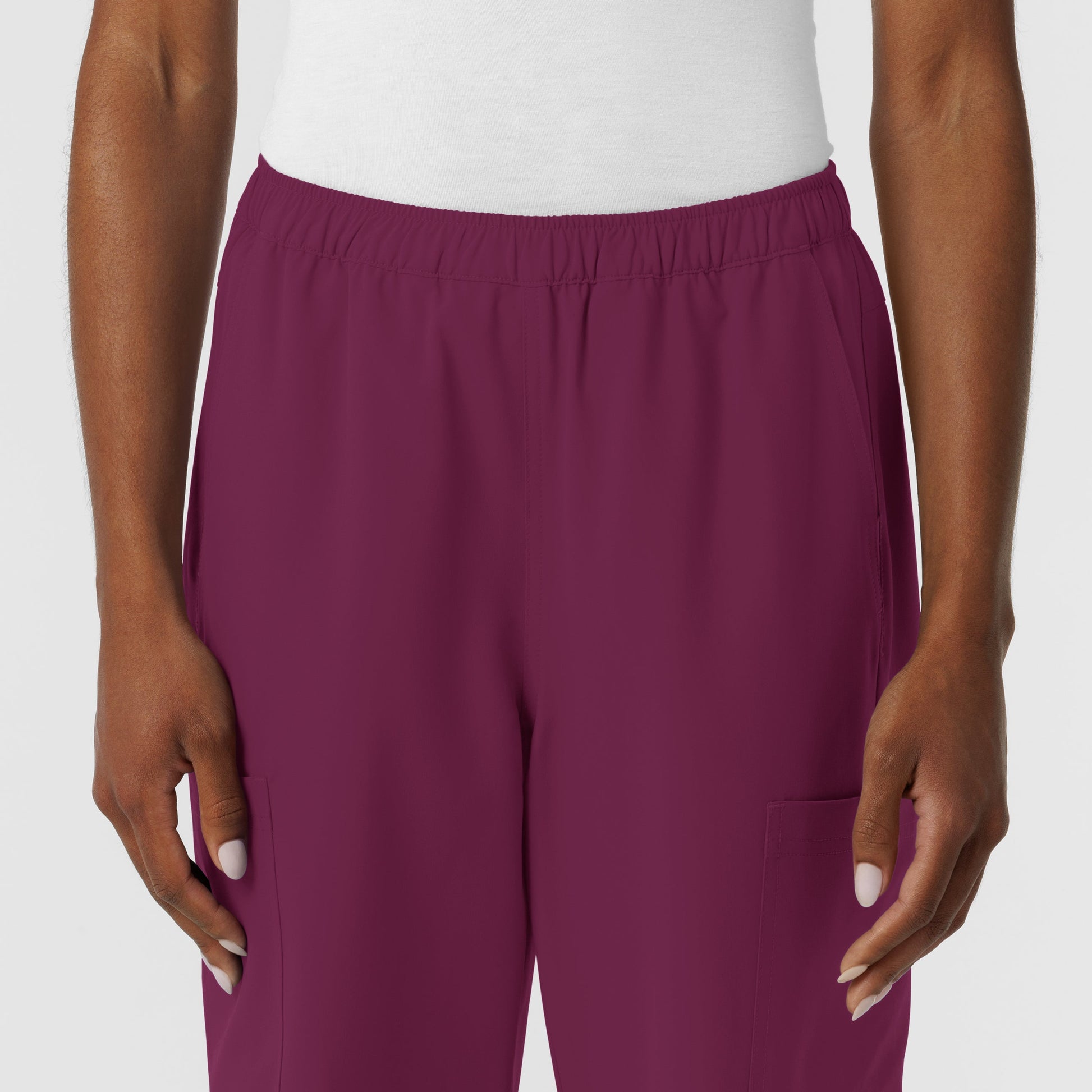 NURTUR 5180 Women's Straight Leg Cargo Scrub Pants Wine