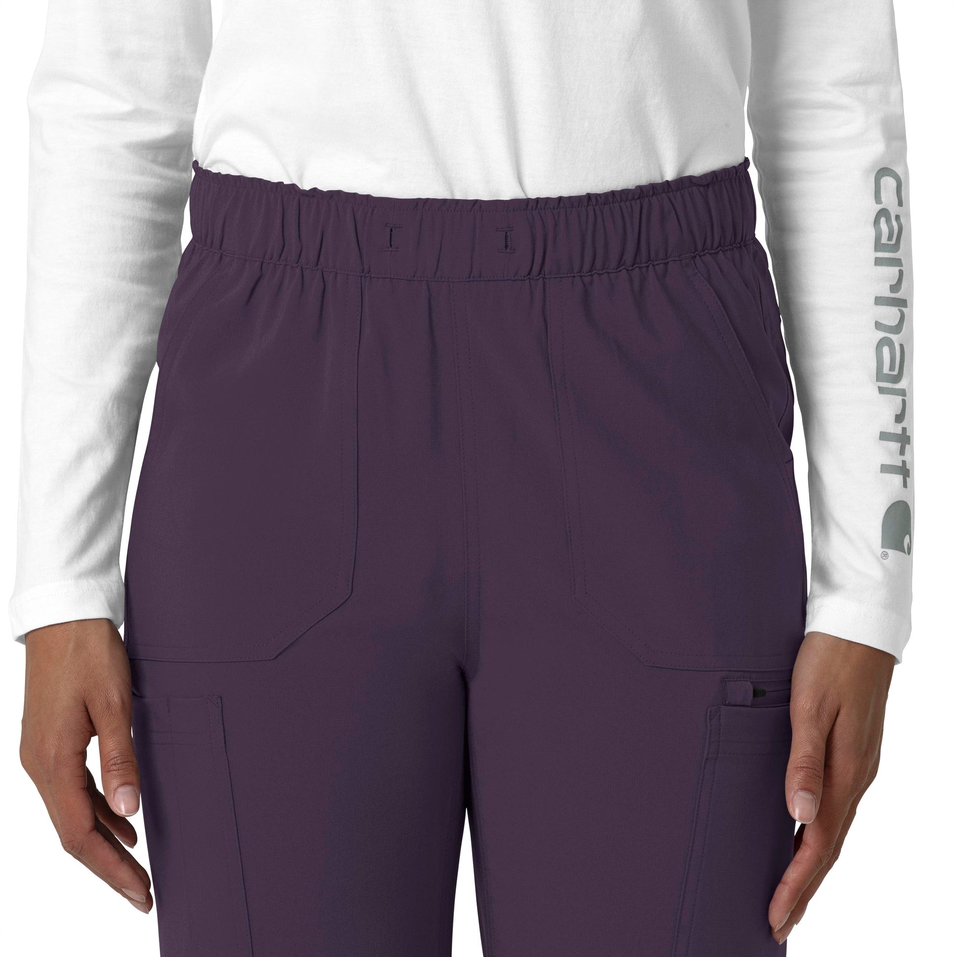 Force Cross-Flex C53210 Straight Leg Cargo Scrub Pants Black Plum Model Image Left Side | Carhartt